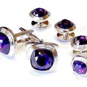 COPY - Triple Tier Amethyst Optic Center Cufflinks/Studs